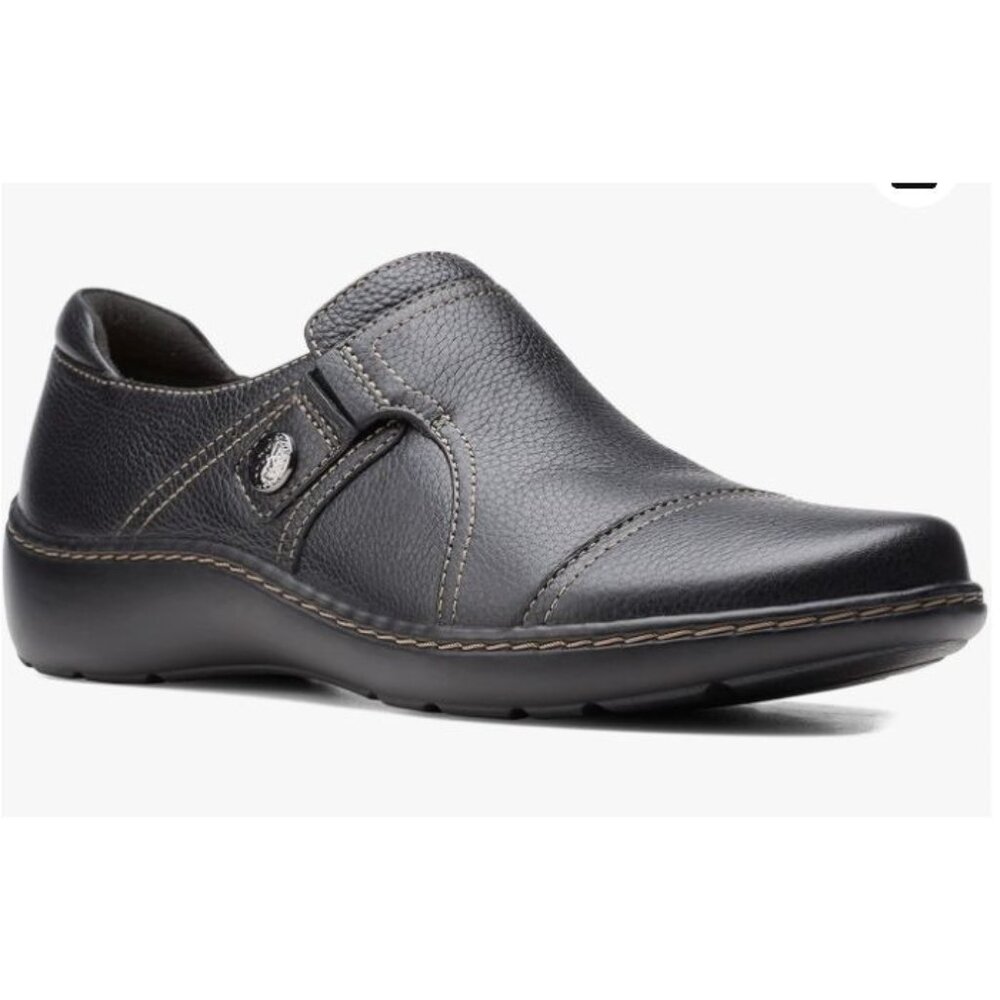 Clarks Cora Poppy Loafers Slip On Black Leather Size US 10 EU 41.5 $90 [jb] - Picture 2 of 16